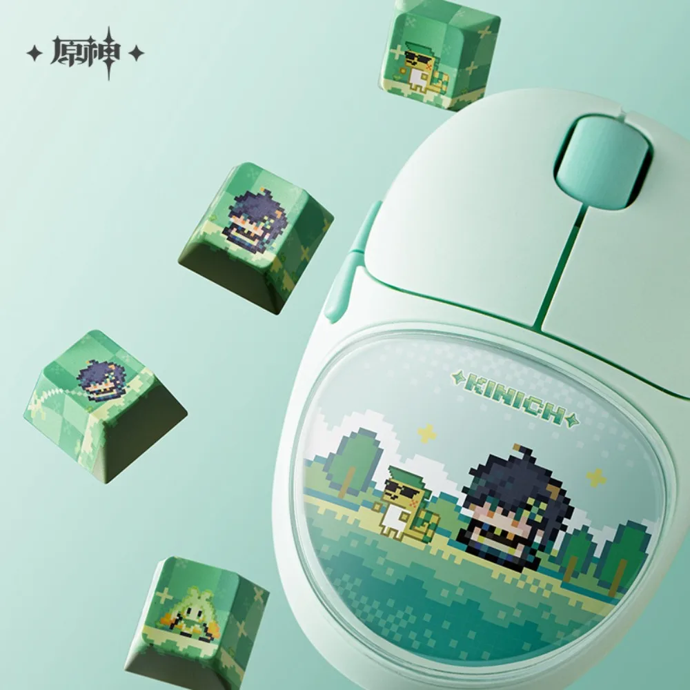 Custom Genshin Impact Mouse Keycaps Set Natlan Colorful Pixel Art Gaming Mechanical Keyboard Mouse Pad Data Cable Accessory Gift