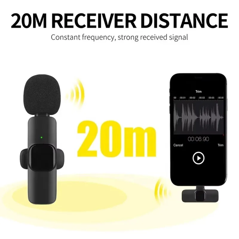 Xtuga K9 IOS Type C Portable Mini Vlog Condenser Microphone Kit Wireless and Noise Cancelling for IOS Mobile Phones