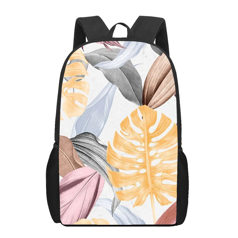 Retro Rainforest Leaves Print Backpack for Boys Girls Teenager Laptop Backpack Kids Book Bag Casual Shoulder Bag Travel Rucksack