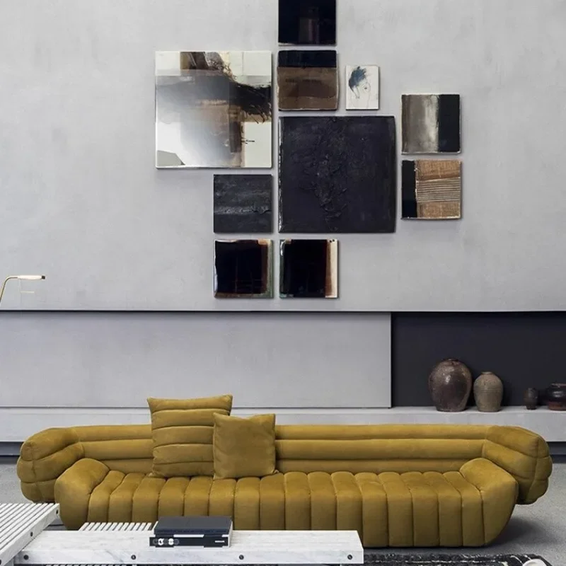 

Light luxury villa large flat banana boat matte straight row fabric sofa