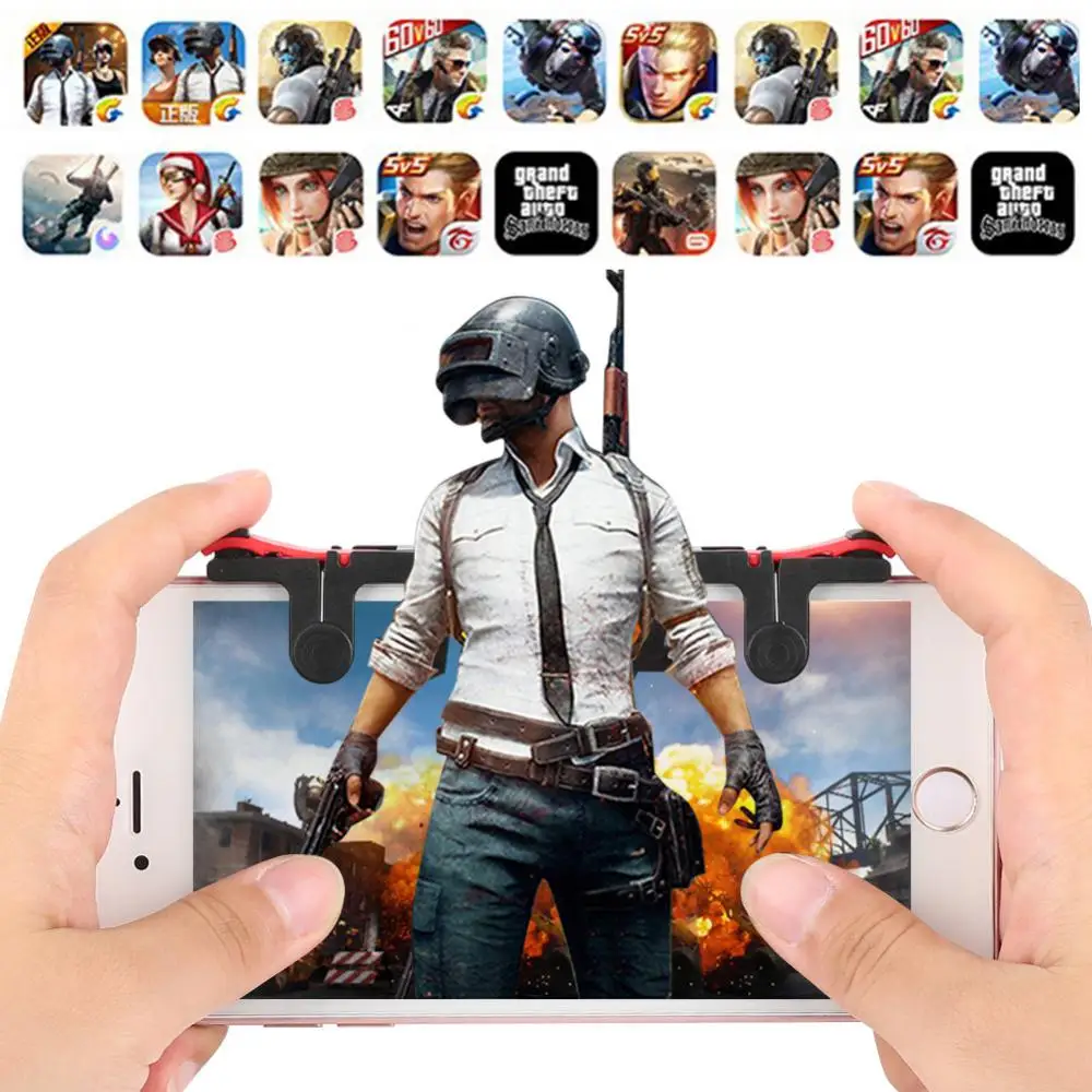 Pubgモバイルゲームパッドコントローラー、Androidフォン用l1r1コントローラー、無料の火、L1、r1トリガー、モバイルスケッドグリップ、ロット