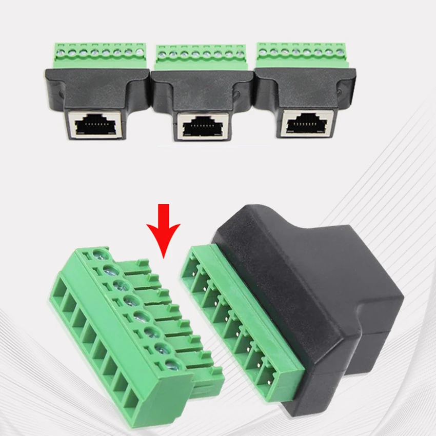 

1pc RJ45 Female to Screw Terminal 8 Pin Connector Ethernet Cable Extender Adapter Computer Related Connection and Connectors