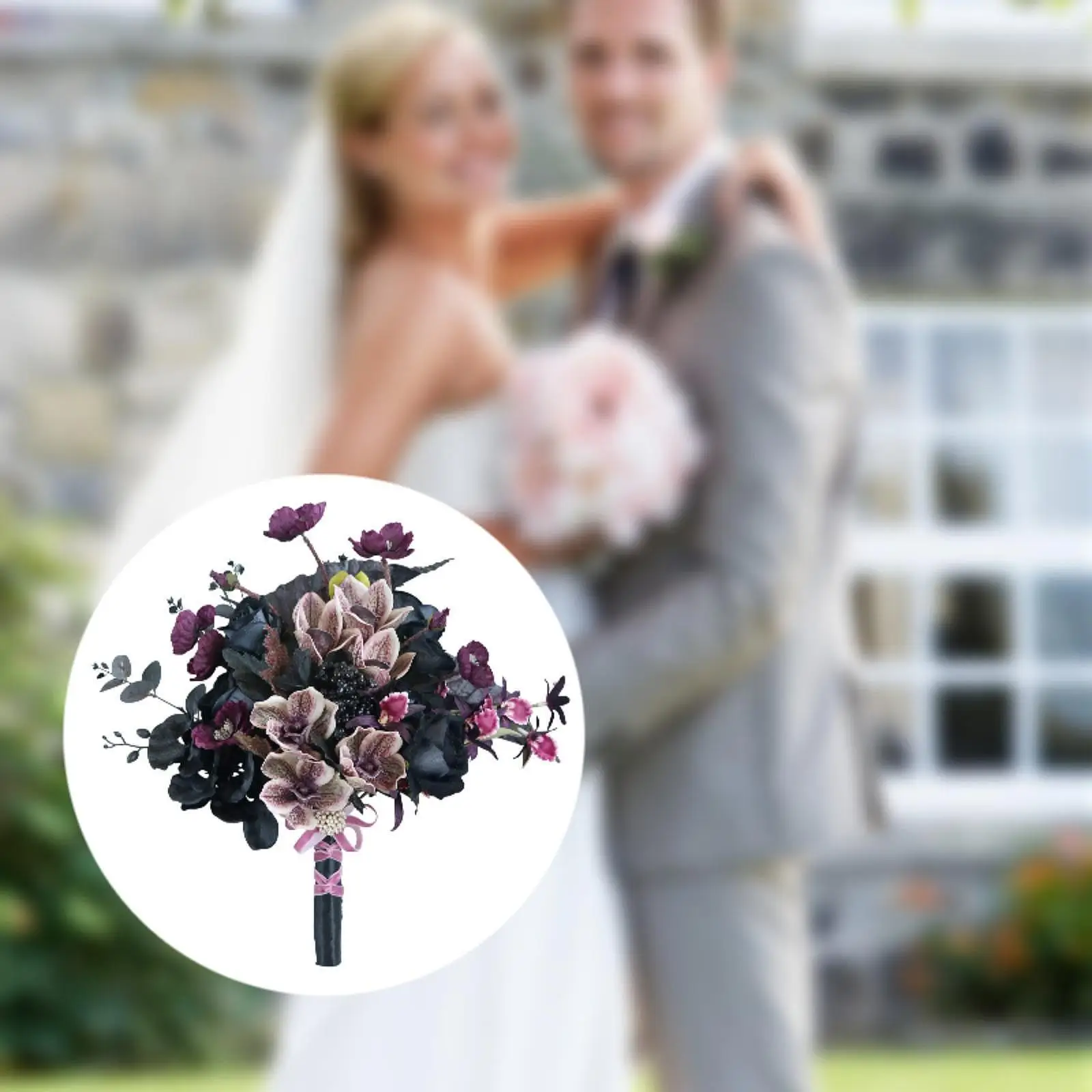 Wedding Bouquet for Bride Gothic Artificial Flowers 17.7" Decorative Bridal