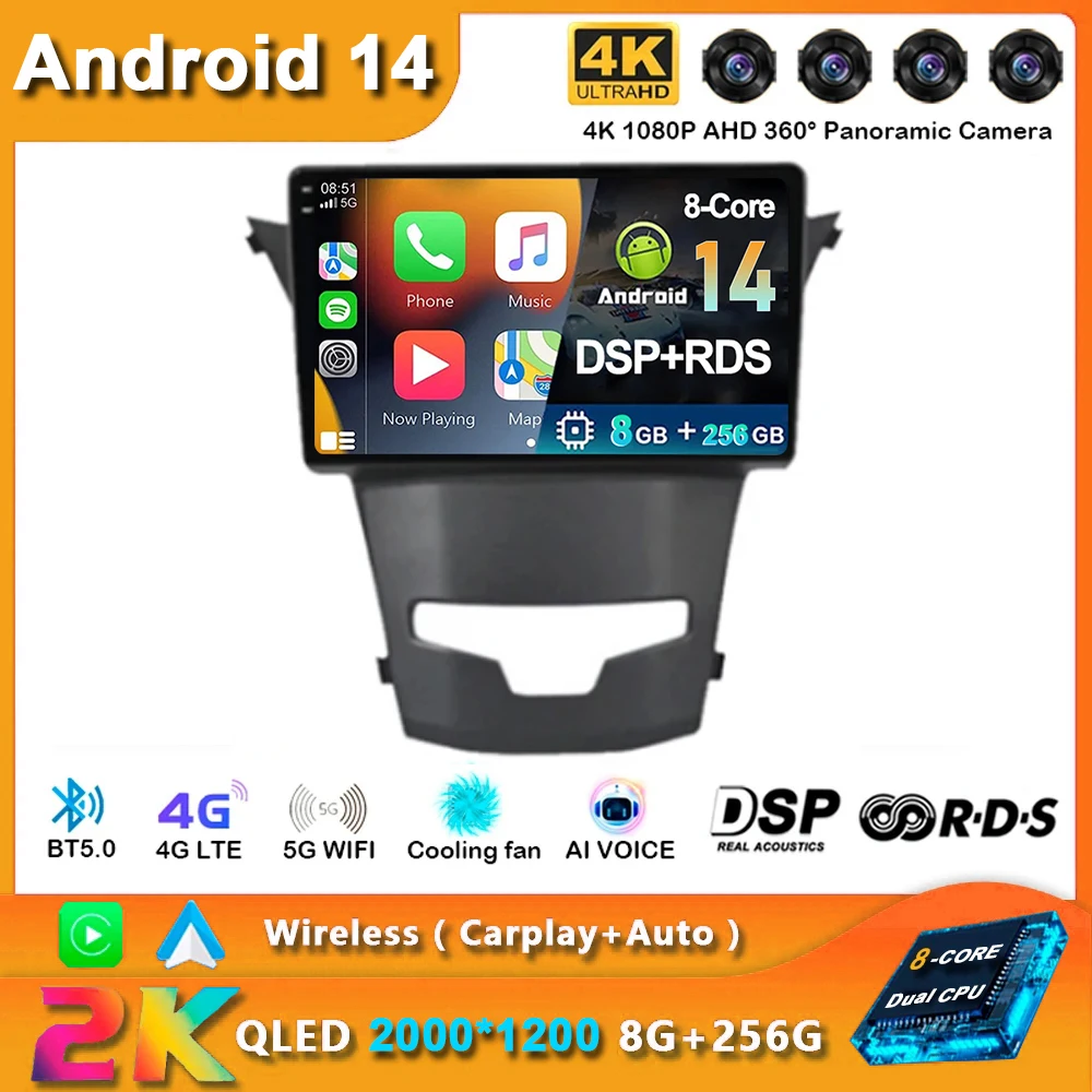 

Android 14 Carplay Auto Car Radio For SsangYong Korando 3 Actyon 2 2013 - 2017 Navigation GPS Multimedia Player video Stereo DVD