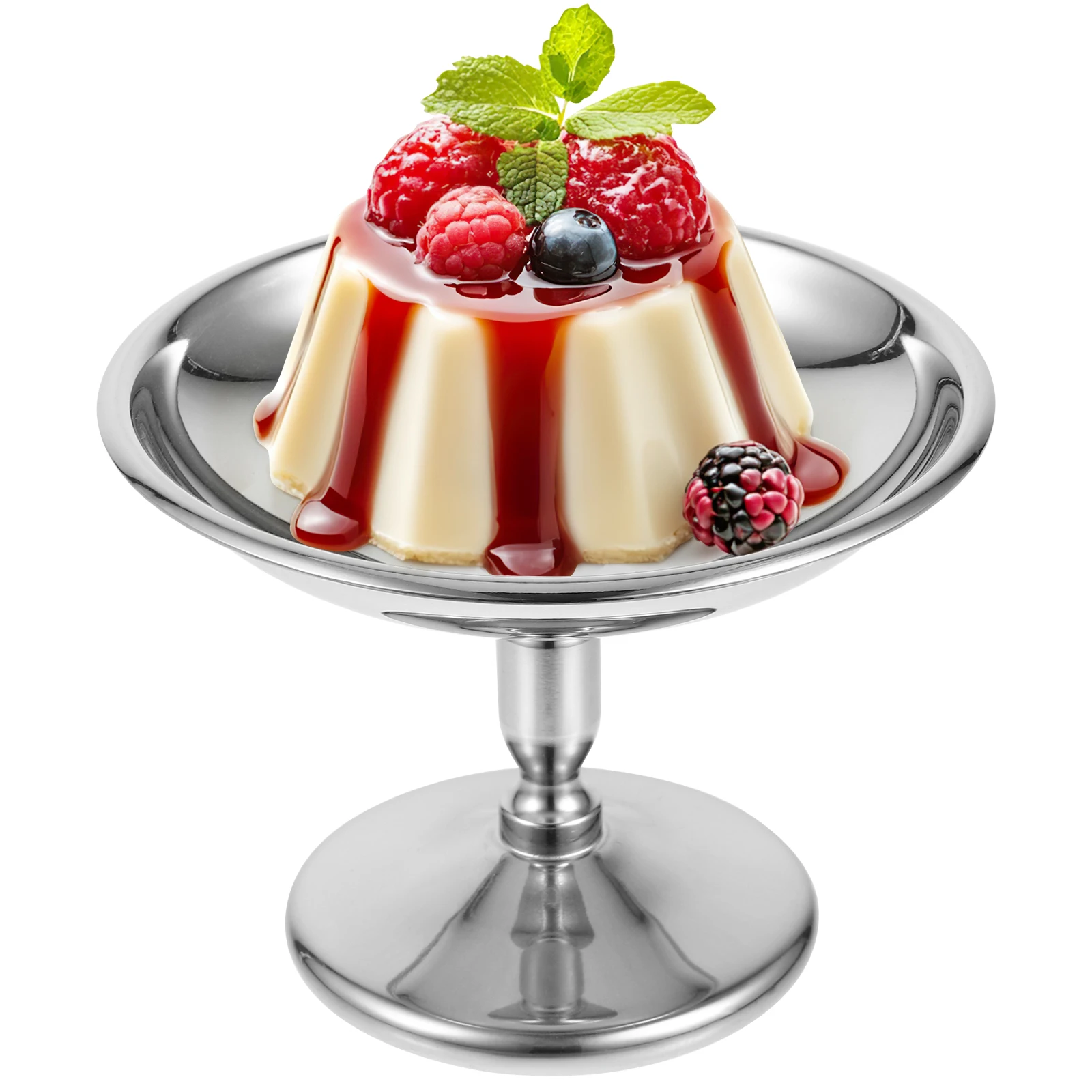 

Ice Cream Stainless Steel Dessert Cup Footed Bowl Pudding Tall High Metal Holder