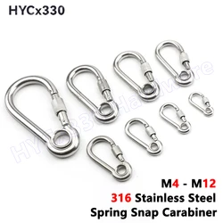 Spring Snap Carabiner Clips 316 Stainless, Quick Link Lock Ring, Spring Snap Hooks Shackle for Camping Hiking Keys Water Bottle