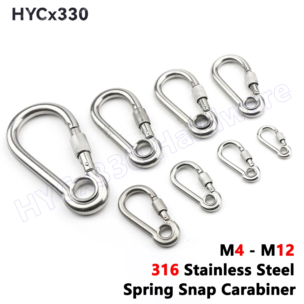 Spring Snap Carabiner Clips 316 Stainless, Quick Link Lock Ring, Spring Snap Hooks Shackle for Camping Hiking Keys Water Bottle