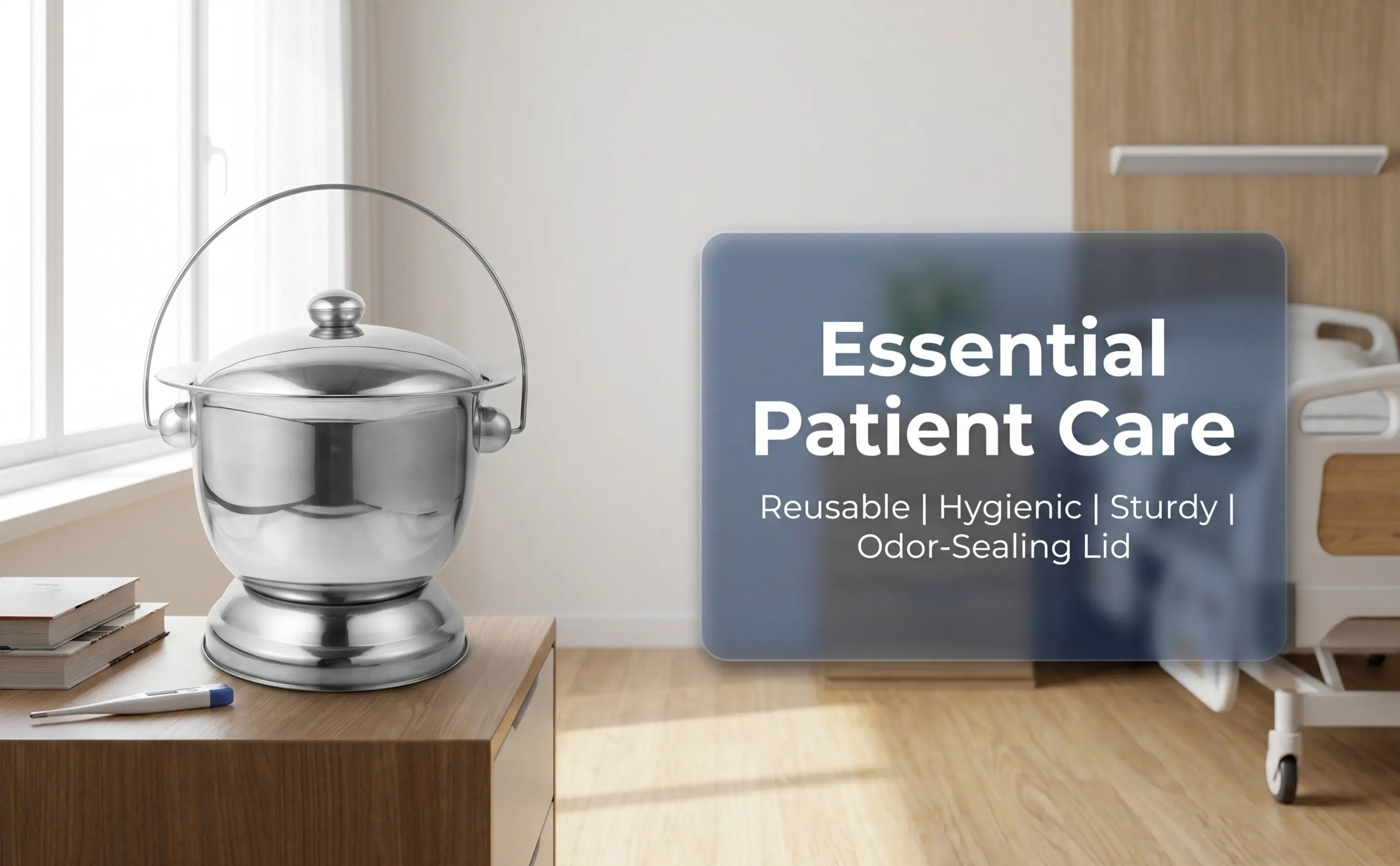 1Set Metal Spittoon Urinal Portable Chamber Pot with Lid Sturdy Stainless Steel Bedside Toilet for Elderly Adult Use
