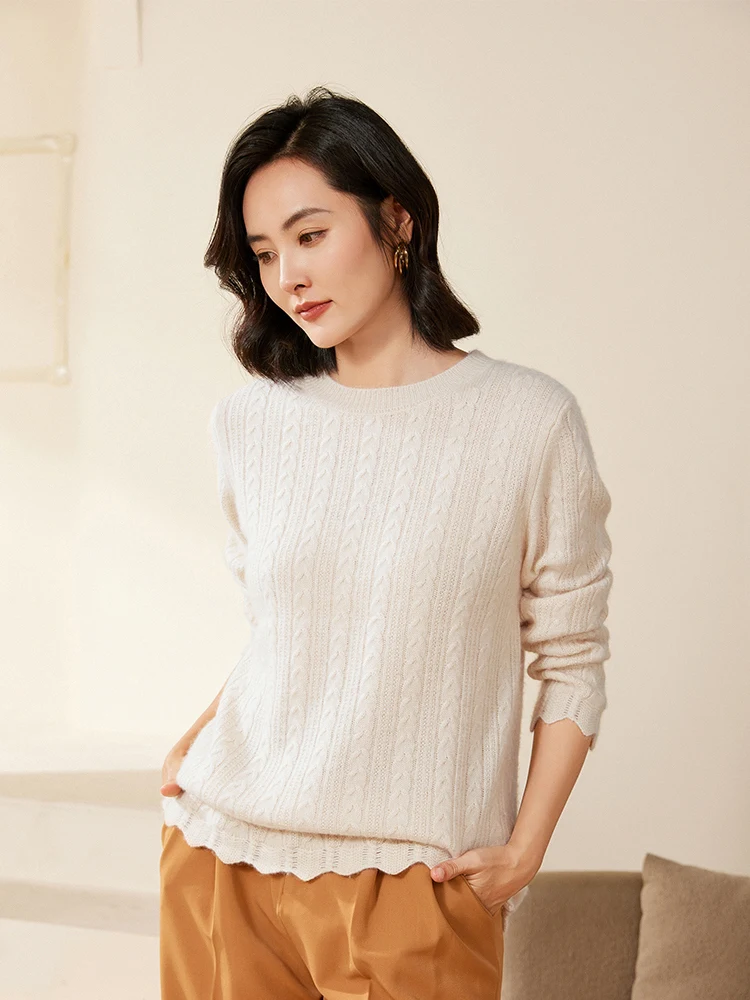 

Fashion Autumn Winter Women Sweater 100% Merino Wool Ladies Knitted Pullover Elegant Long Sleeve Clothing Tops Luxury Jerseys