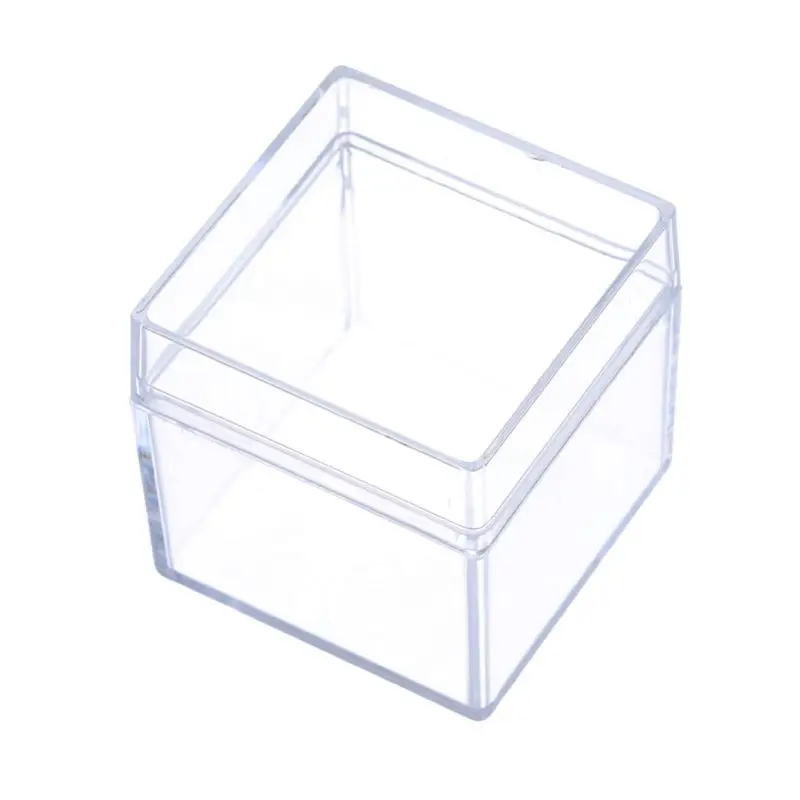 652F Plastic Square Box Small Plastic Storage Box 5 Sided Square Transparent Container for Candy Pills and Small Jewelry