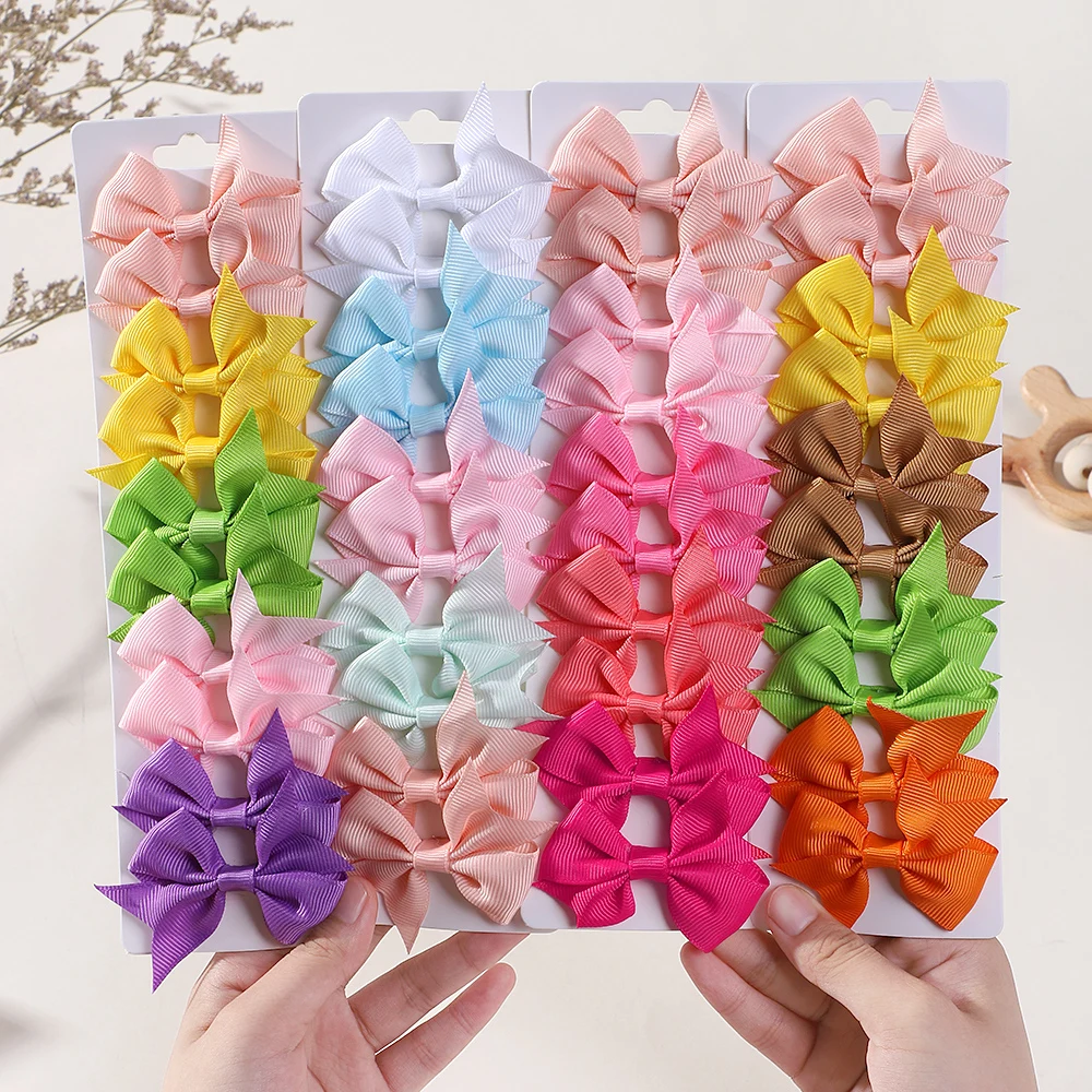 10Pcs/set Solid BB Hair Clips For Cute Girls Ribbon Bowknots Boutique Barrettes Hairpins Headwear Kids Hair Accessories Gifts