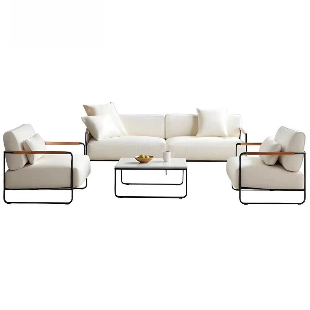 Modern Patio Garden Outdoor Furniture Waterproof Cushion Aluminum White Sofa Set for Courtyard