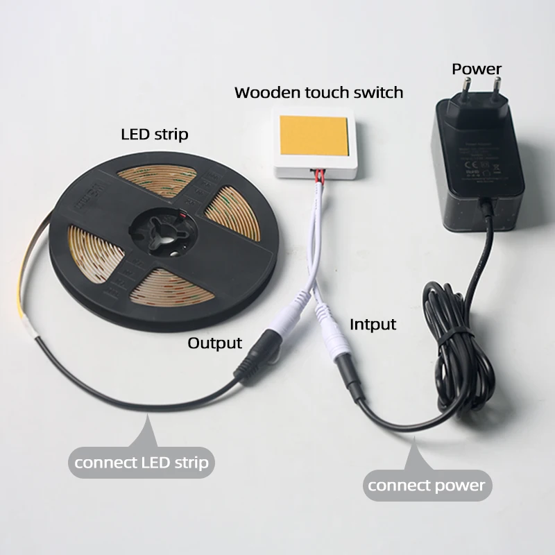 Joli à capteur tactile LED ultramince, bois, marbre, céramique, fonction de gradation continue, 12V, 5A, 60W