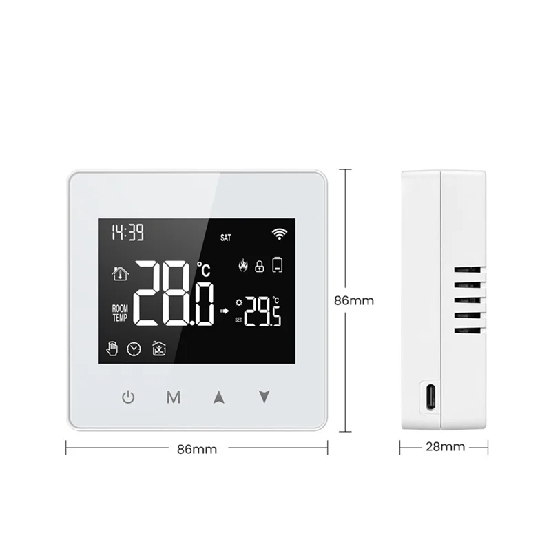 B68A Tuya Zigbee Thermostat Smart Home Battery Powered Temperature Controller For Gas Boiler Works With Voice Assistant, Durable