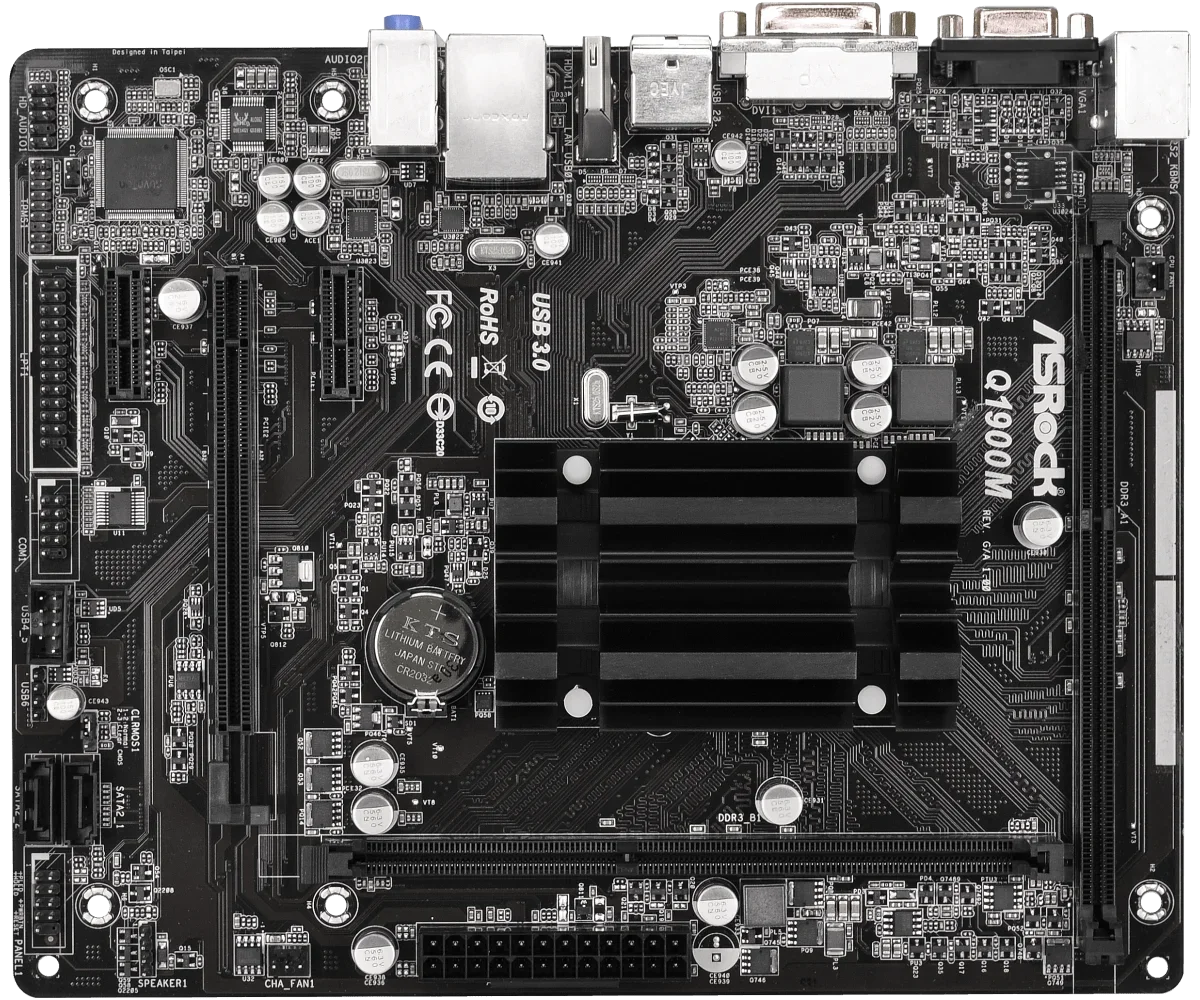 ASRock Q1900M Motherboard Intel Quad-Core Processor J1900 DDR3L 1333 16GB Long DIMM 2xSATA2 3.0 Gb/s Micro ATX