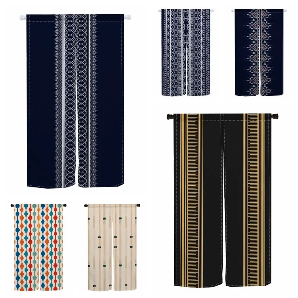 

Striped Pattern Japanese Style Door Curtain Home Decor Bedroom Kitchen Entrance Long Hanging Half-Split Opaque Doorway Curtain