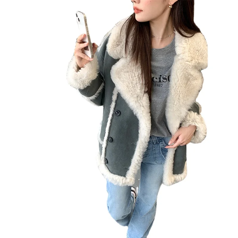 

Fur Coat Women 'S New Motorcycle Fur Regular Long Sleeve CommuterV-neck