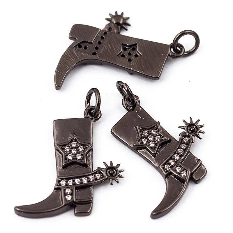 Cowboystiefel Sport Baseball Hantel Yoga Herren Zirkonia gepflasterter Stoff Charm Anhänger, 18K Gold Halskette Handwerk Schmuck Versorgung L99 – Detail 8
