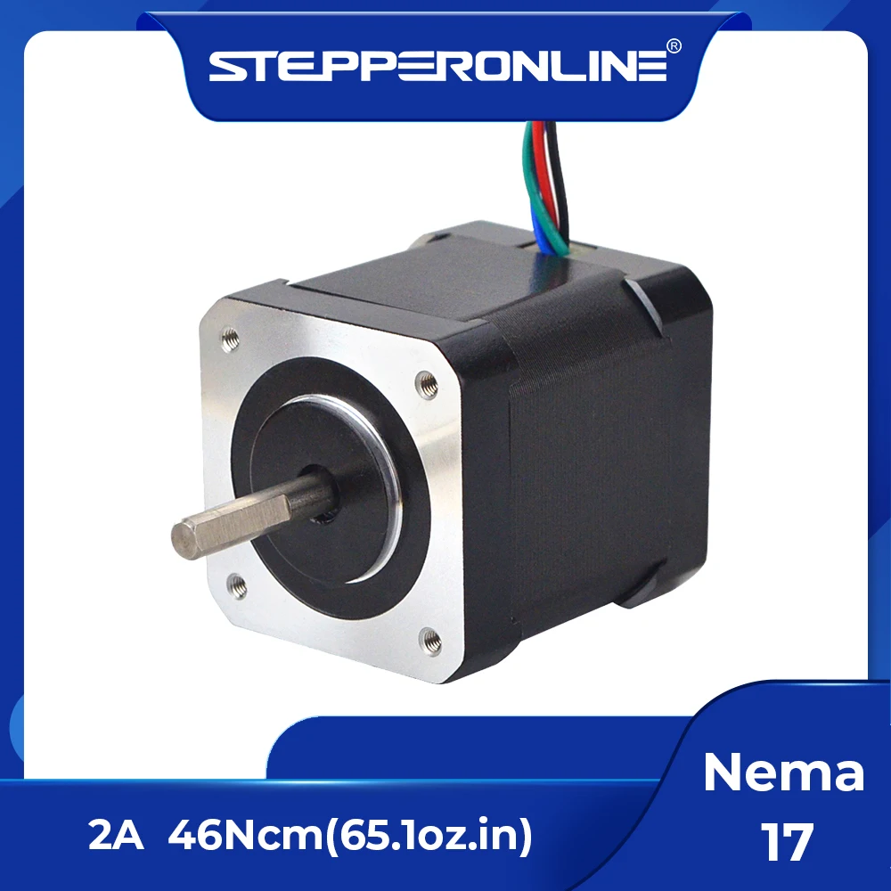 STEPPERONLINE Nema17 Stepper Motor 0.9deg 42x48mm 46Ncm 2A Nema 17 Step Motor 4-lead for DIY CNC 3D Printer