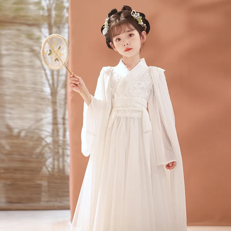 2024 New Hanfu Dress Children Gauze Skirt Princess Dresses Chinese Traditional Tang Dynasty Ancient Costume Performance Clothing