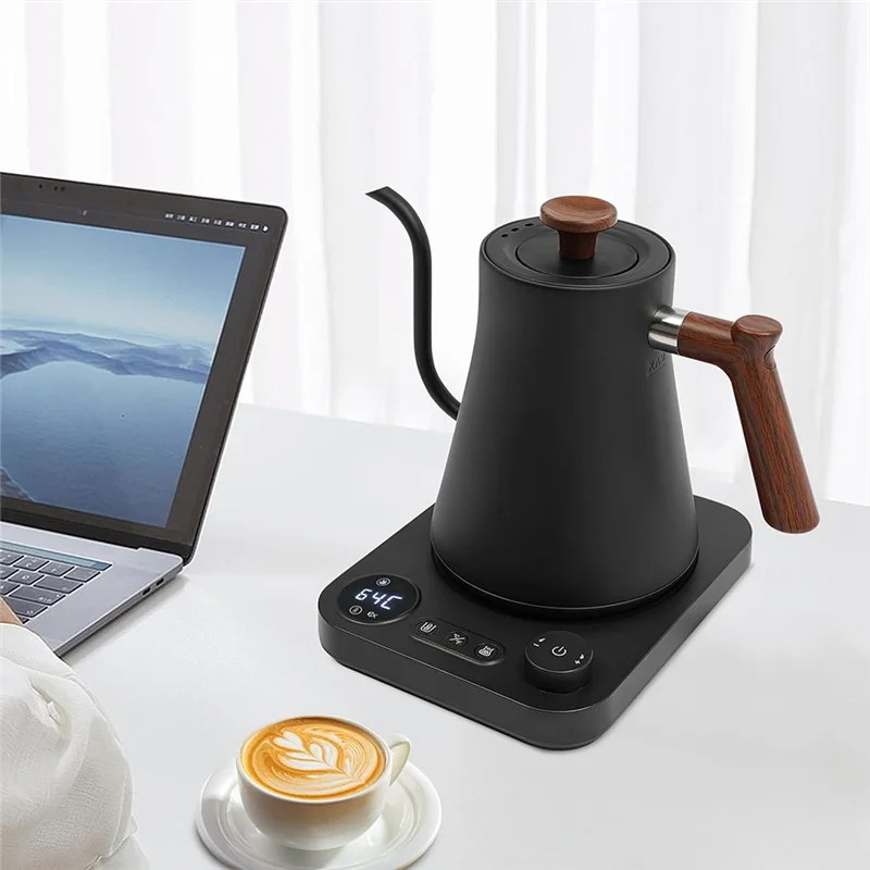 

A7THK-Gooseneck Electric Kettle,0.24Gal Stainless Steel Electric Tea Kettle Precision Temperature Control LED Touchscreen