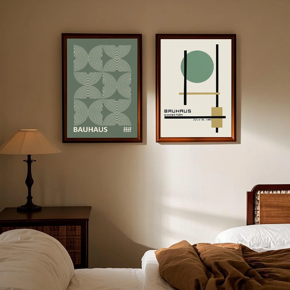 ملصق أنيمي حديث بخطوط خضراء من باوهاوس، جدار لاصق عالي الدقة مقاوم للماء، غرفة المعيشة المنزلية، غرفة النوم، ديكور جمالي