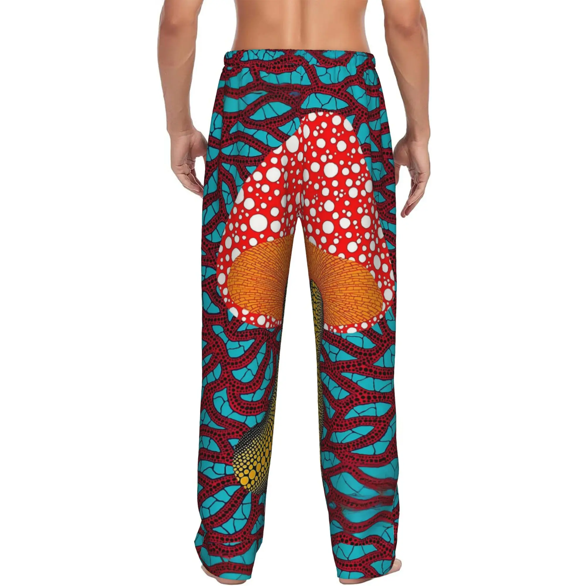 Custom Yayoi Kusama Aesthetic Pajama Pants for Men Abstract Art Sleepwear Lounge Sleep Bottoms Stretch with Pockets - view 3