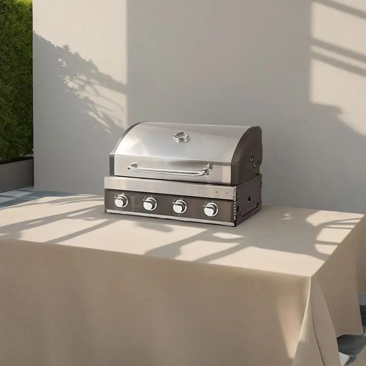 

HOMFUL Stainless Steel Gas Barbecue Grill Party Built-in Countertop Barbecue Cast Burning Bbq Grill