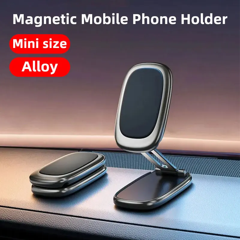 Mini Magnetic Car Phone Holder Rotatable Collapsible Magnet 