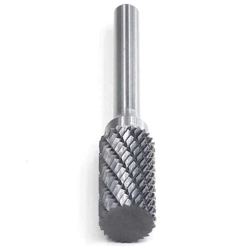 5Pcs SA-5 Tungsten Carbide Burrs Cylinder Shape Double Cut Rotary Burr File With 1/4 Shank For Rotary Tool Die Grinder