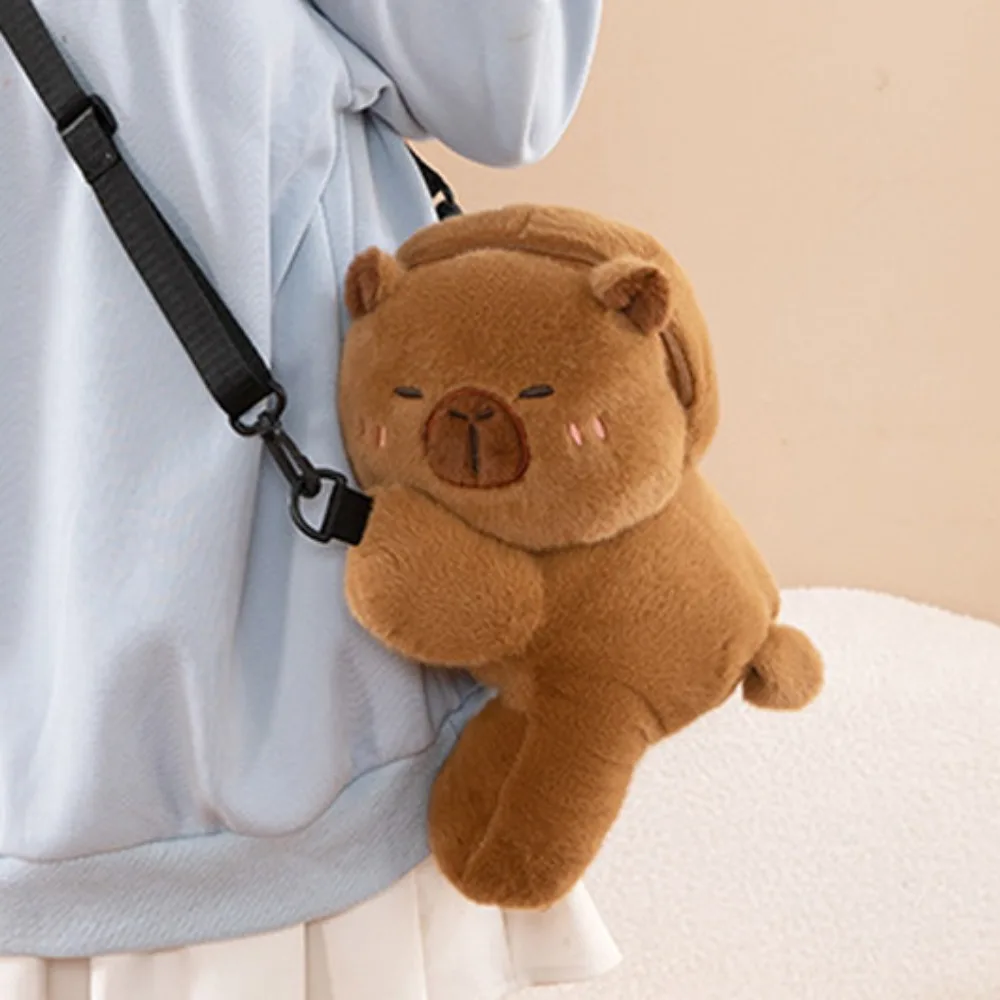 Soft Plush ของเล่น Capybara กระเป๋าสะพายข้างหมีแมวเด็กกระเป๋าเป้สะพายหลังตุ๊กตาแกะสัตว์กระเป๋าสะพายกลางแจ้ง