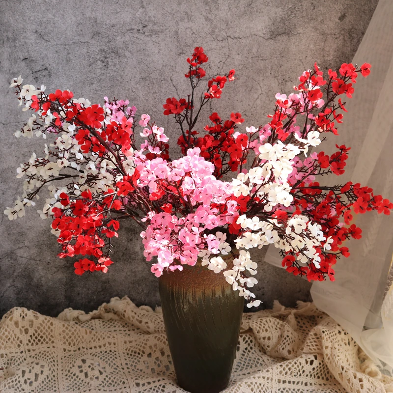 1 Stück Künstliche Blumen Kirschblüten Schleierkraut Valentinstag Heim- und Gartendekoration DIY Hochzeitssträuße Vasen Festzweig – Detail 3
