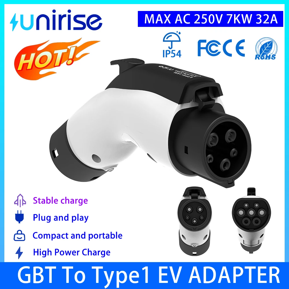 

Адаптер для зарядки GBT к Type1, разъем 32 А, 250 В, с запирающим устройством, используется в зарядном устройстве электромобиля SAE J1772 EV
