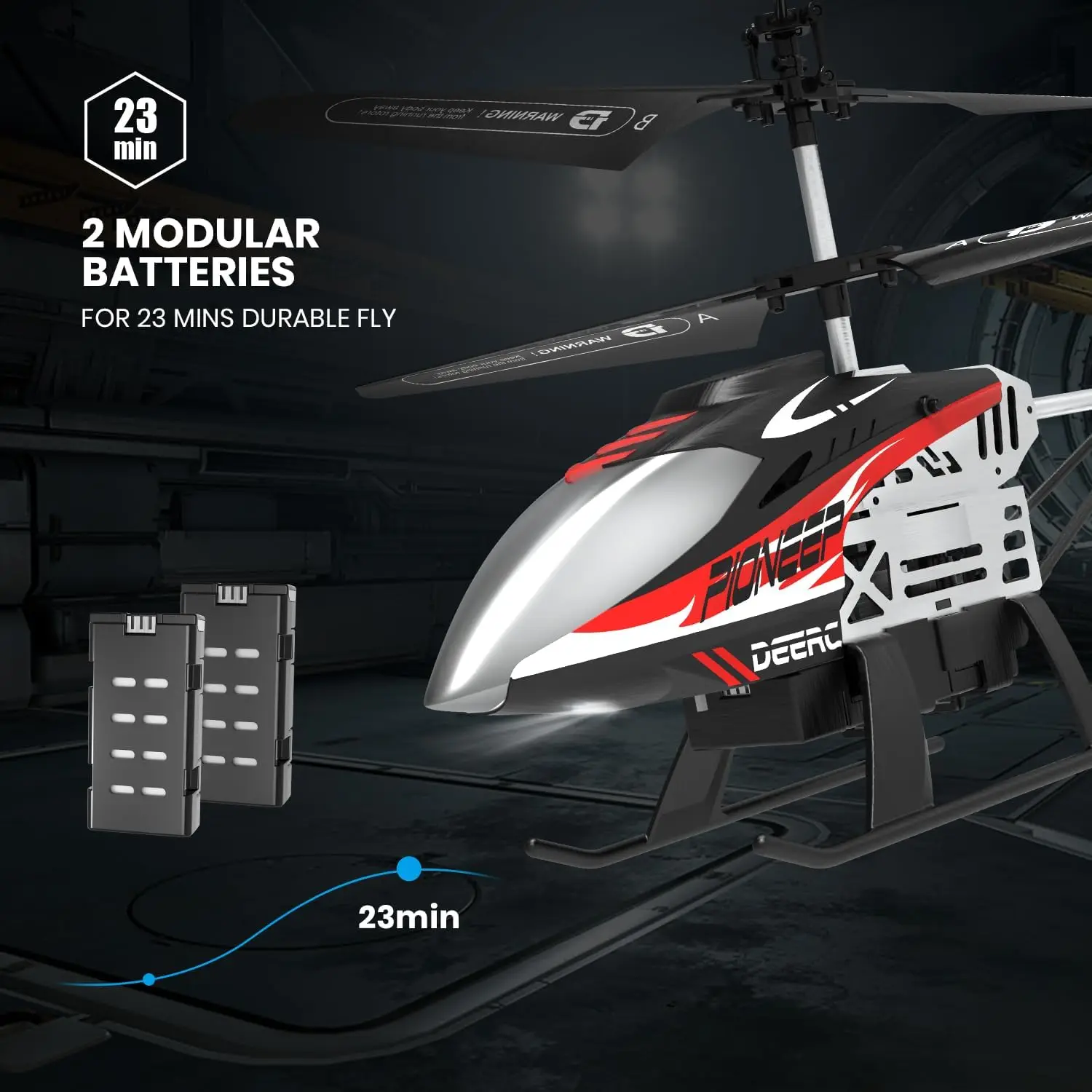 DEERC DE52 RC Helicopter: Altitude Hold, 2.4GHz, Storage Case, Extra Shell, 2 Batteries, 24 Min Play,C0.