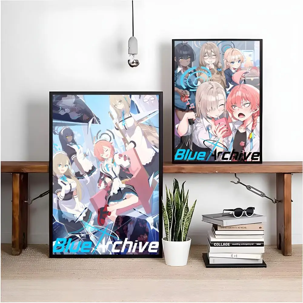 Jogo de vídeo b-azul arquivo pintura caligrafia hd impressão vinco livre mural arte fotos para sala de estar decoração de parede de casa lona