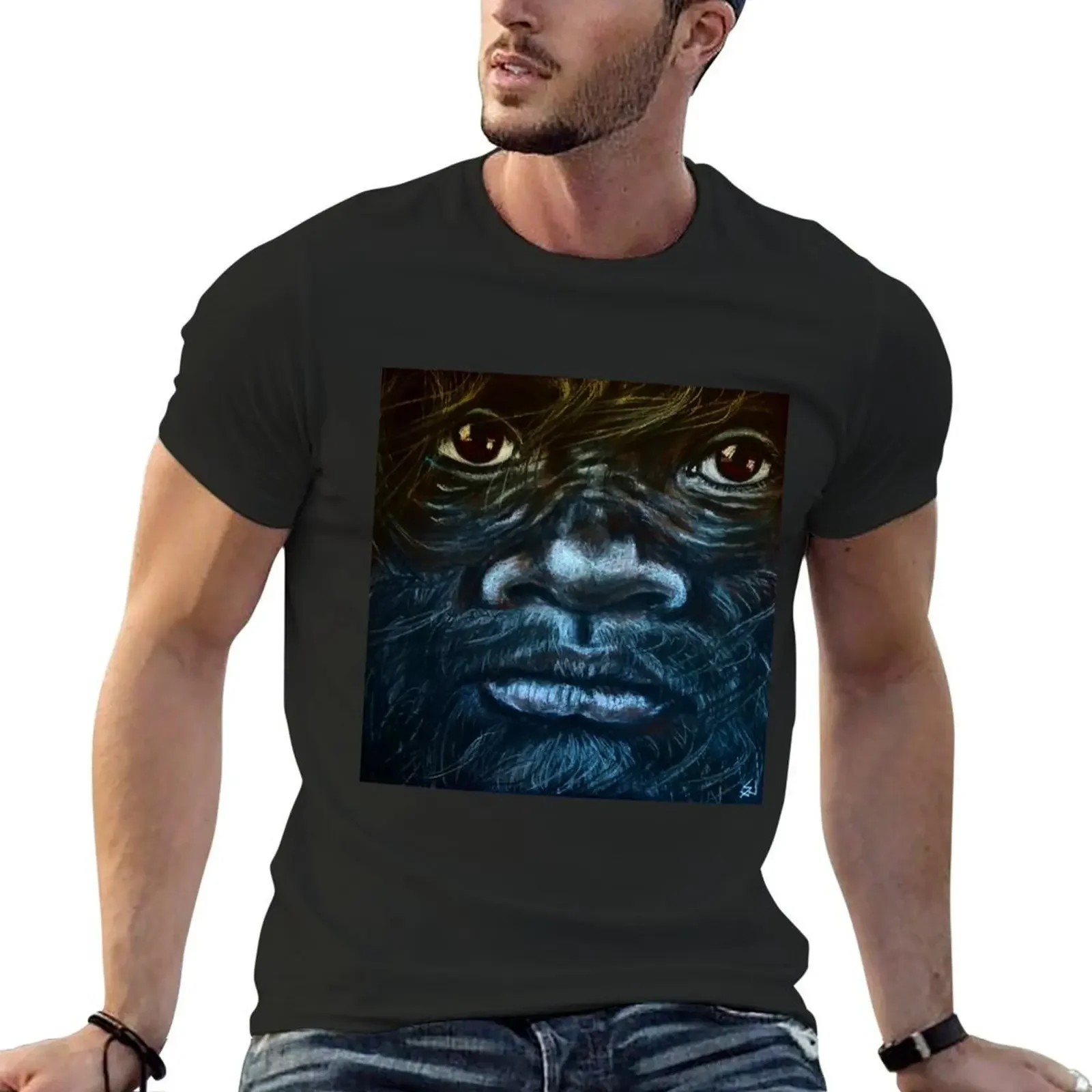 Sasquatch Boy On A Windy Day T-Shirt oversizeds blanks tops t shirt men 100℅ cotton