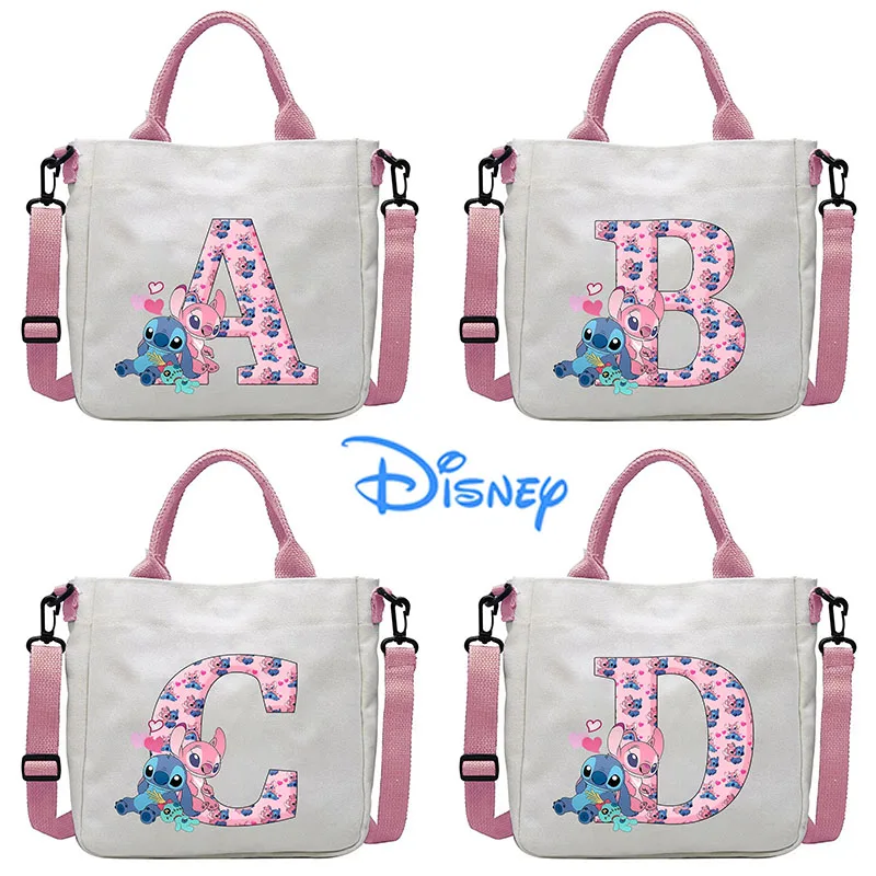 

Stitch Disney Shoulder Bag Cartoon A-Z Letter Handbag New Large Capacity Crossbody Bag Fashion Portable Canvas Storage Bags Gift