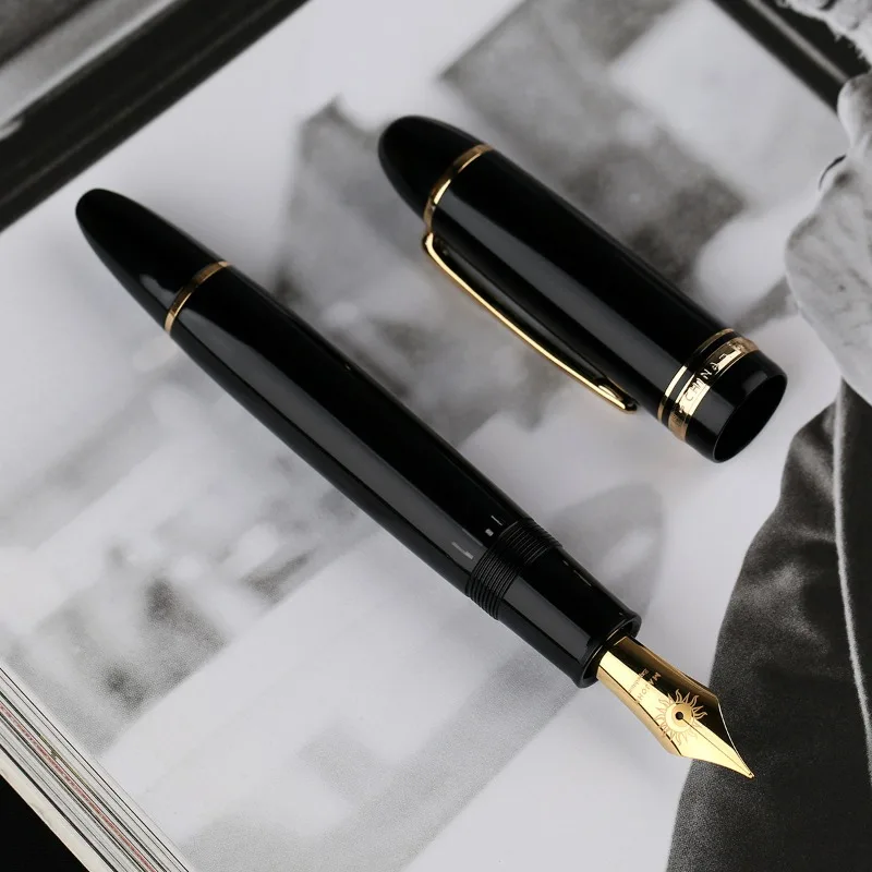 Hot MAJOHN P141 Fountain Pen Metal Copper Piston Ink Absorption 8 # 40 Sun Tip, Dual Color Pen Tip Lightweight Resin Pen Body