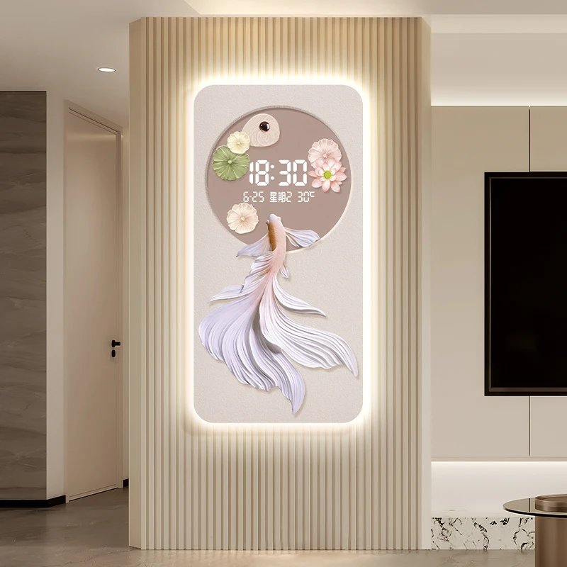 

Электронные часы с вечным календарем для гостиной, новинка 2025, кремовые часы с рельефом ветра, подключаемые часы для столовой, настенная декоративная живопись