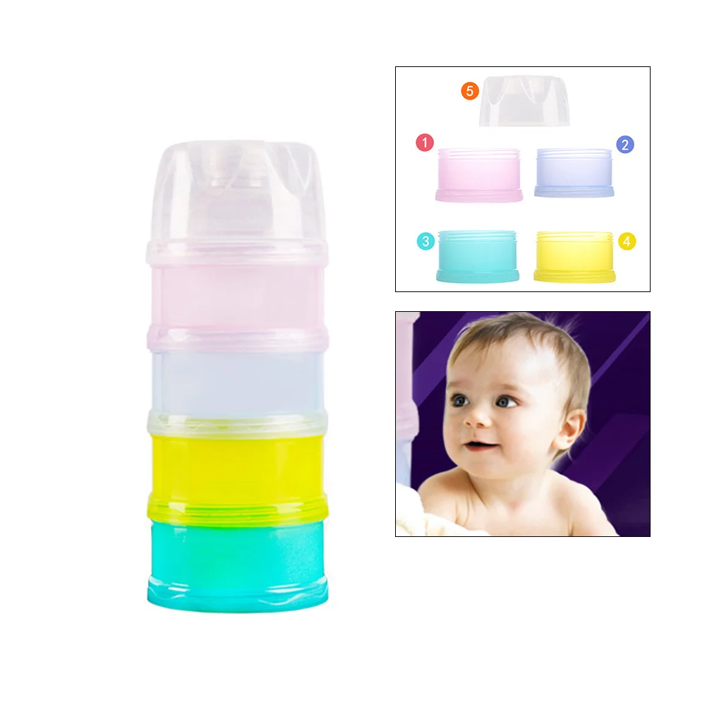 

4-Compartment Baby Formula Dispenser Milk Powder Storage Container No Spill Dishwasher Safe For 0-6 Years Baby