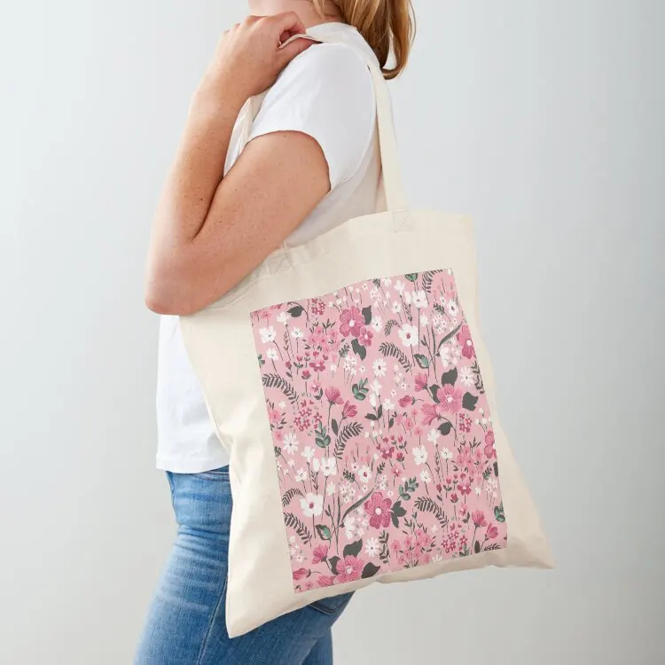 

Pink and white flower pattern Tote Bag eco bag folding bags luxury women supermarket folding bag tote woman