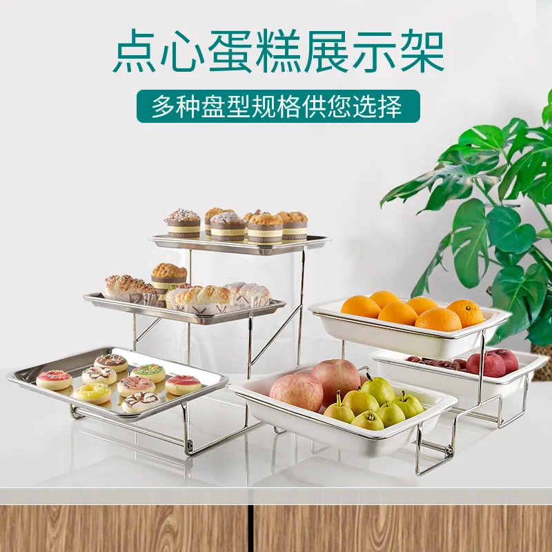 

Hotel outdoor dining table three-tier buffet cake stand fruit food pastry ceramic deep flat plate display stand