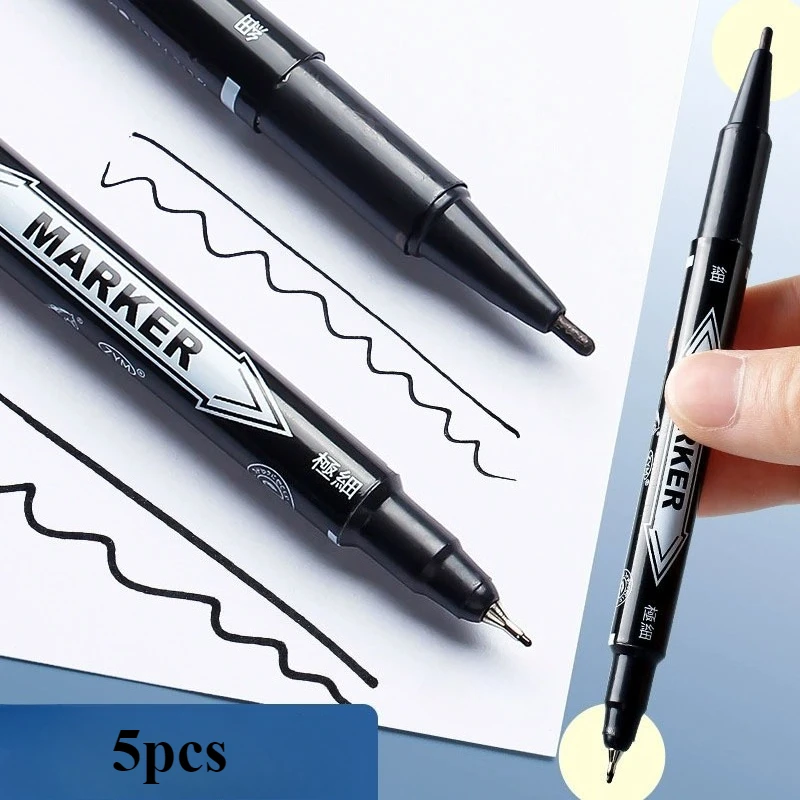 

Набор из 5 двусторонних масляных маркеров (черный/синий) для рисования, канцелярских работ, офиса и школы