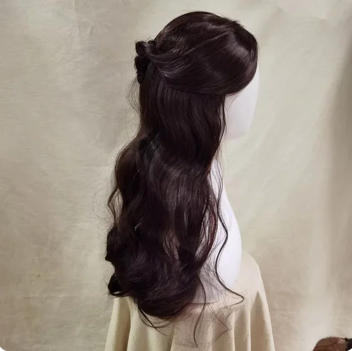 Parrucche Katara sintetiche lunghe ondulate capelli castani ragazza femminile principessa parrucche per costumi cosplay di Halloween