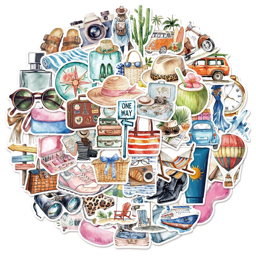 50PCS Travel Theme Fun Graffiti Stickers DIY Manual Scrapbook Notebook Tablet Waterproof Stickers