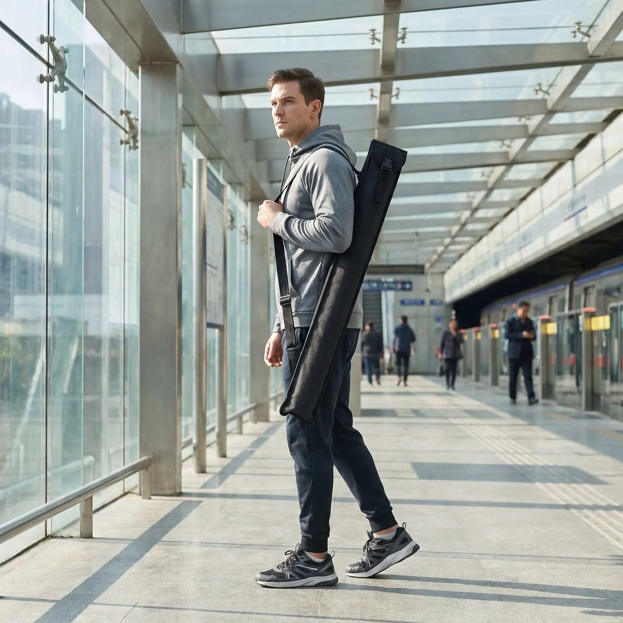 31.5 Inch Black Pool Cue Bag Adjustable Shoulder Strap Soft Interior Scratch Protection Snooker Cue Case Tournament Billiard
