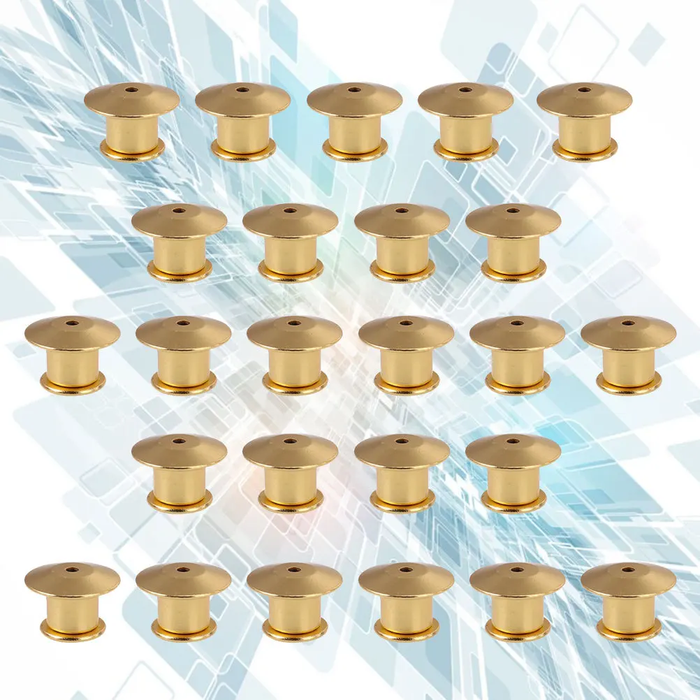 

25Pcs Locking Pin Backs Metal Flat Design Secure Badge Brooch Pins Clips for Name Tags Lapel Jewelry Use Backs