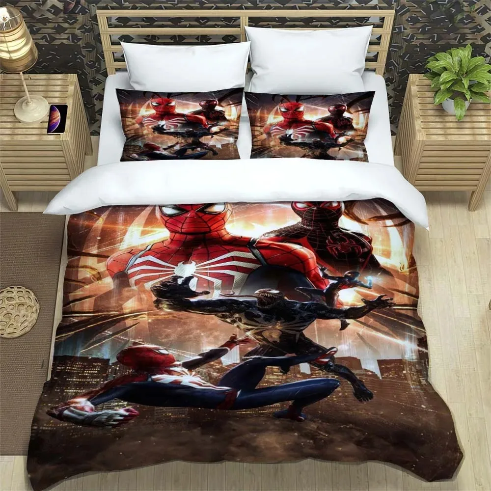 

Spiderman Quilt Cover Pillowcase Home Bedding Set Cartoon Bedroom Decor Boy Comforter Sets Gift 2/3pcs