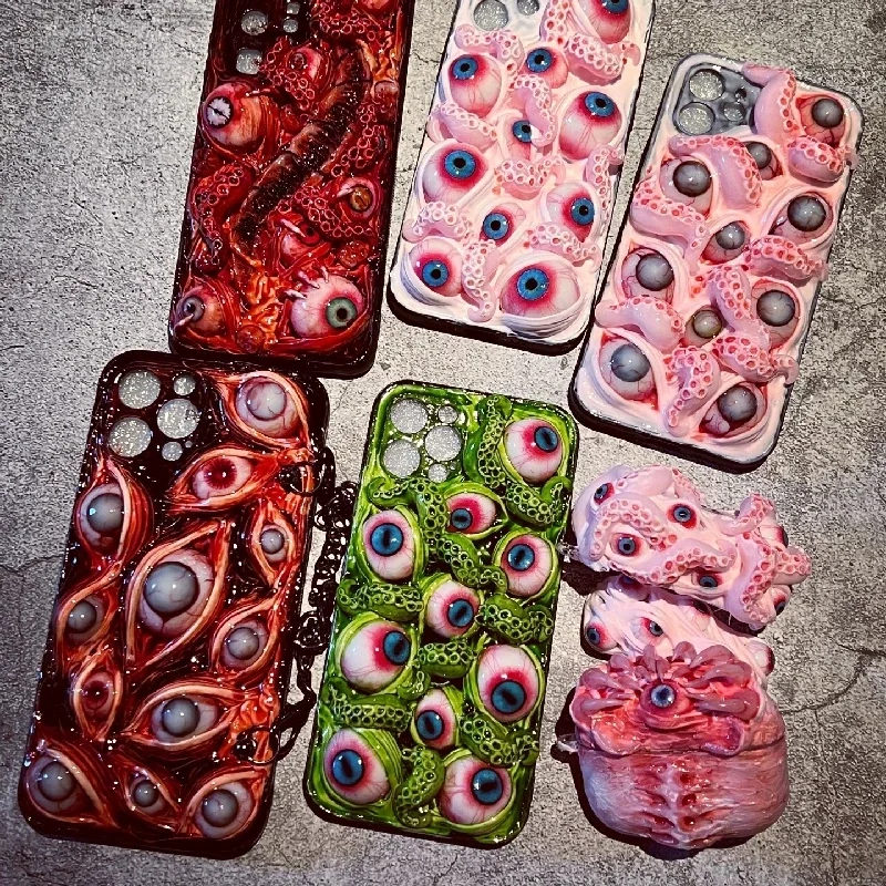 4134 Original 3D Handmade Mobile Phone Case Horror Cthulhu Tentacle Zombie Eyes Dark Gothic Art Mobile Phone Case Custom Gift