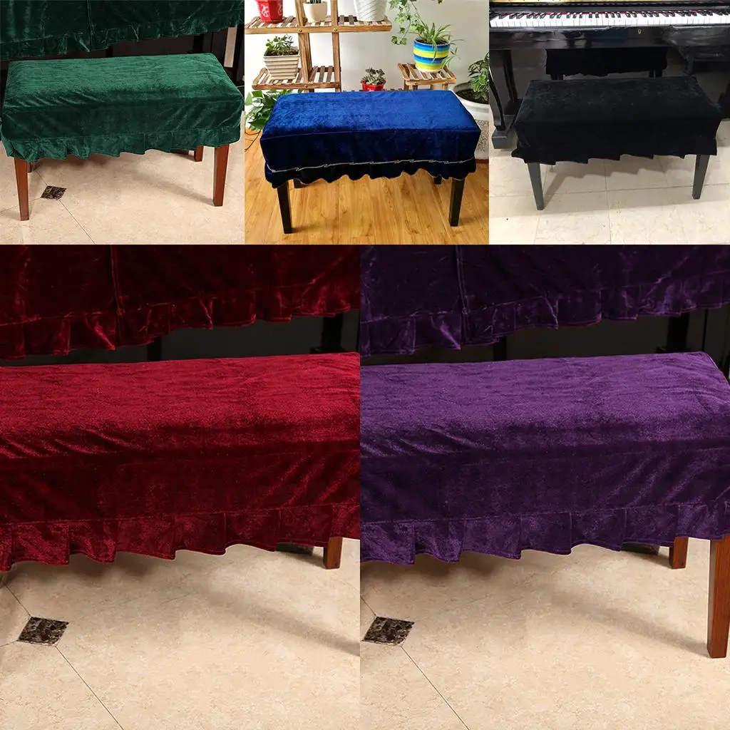 Dust Proof Chair Slipcover Pleuche Piano Bench Protector Velvet Seat Cover for Single and Dual Seats